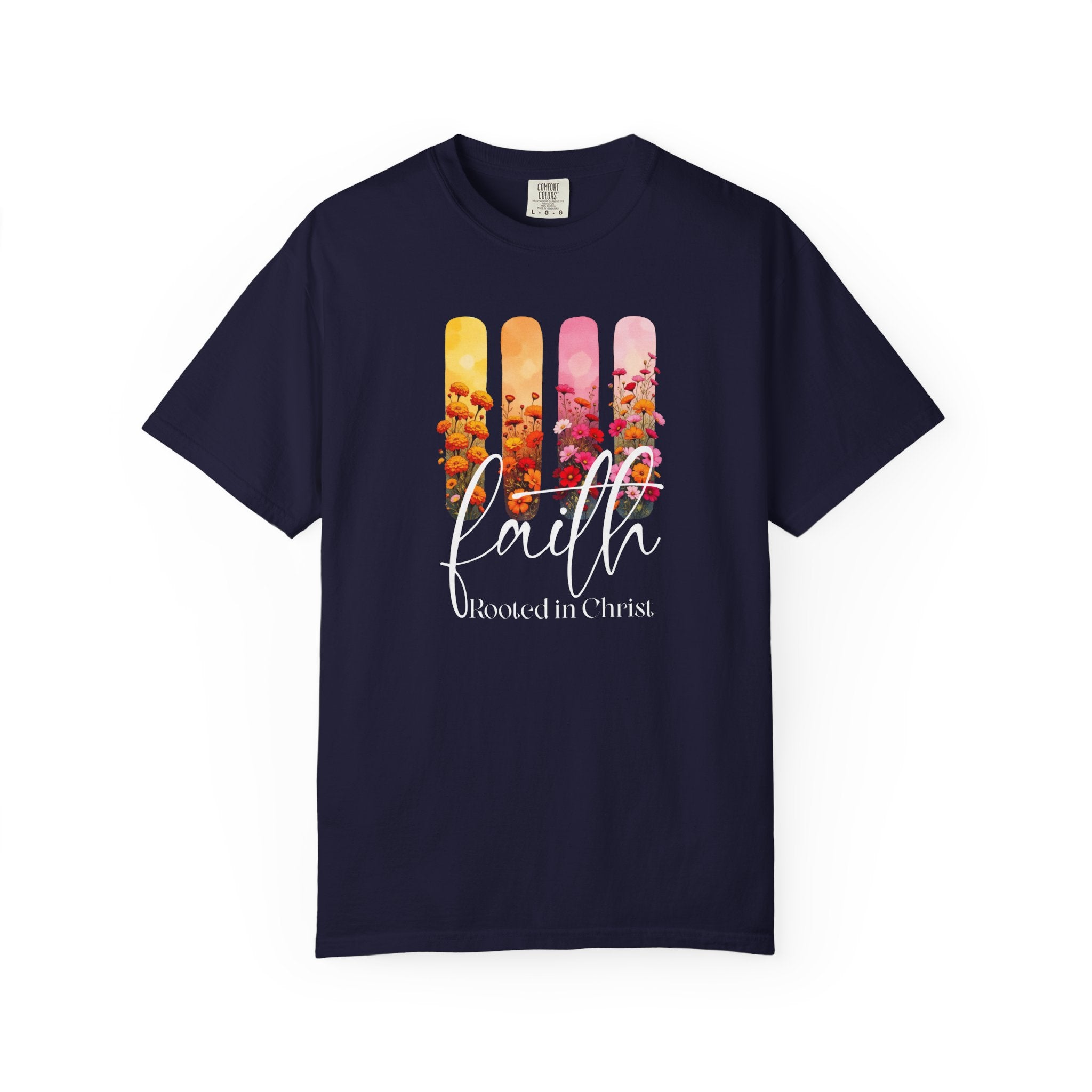 Faith Rooted in Christ T-Shirt | Comfort Colors Christian Floral Shirt