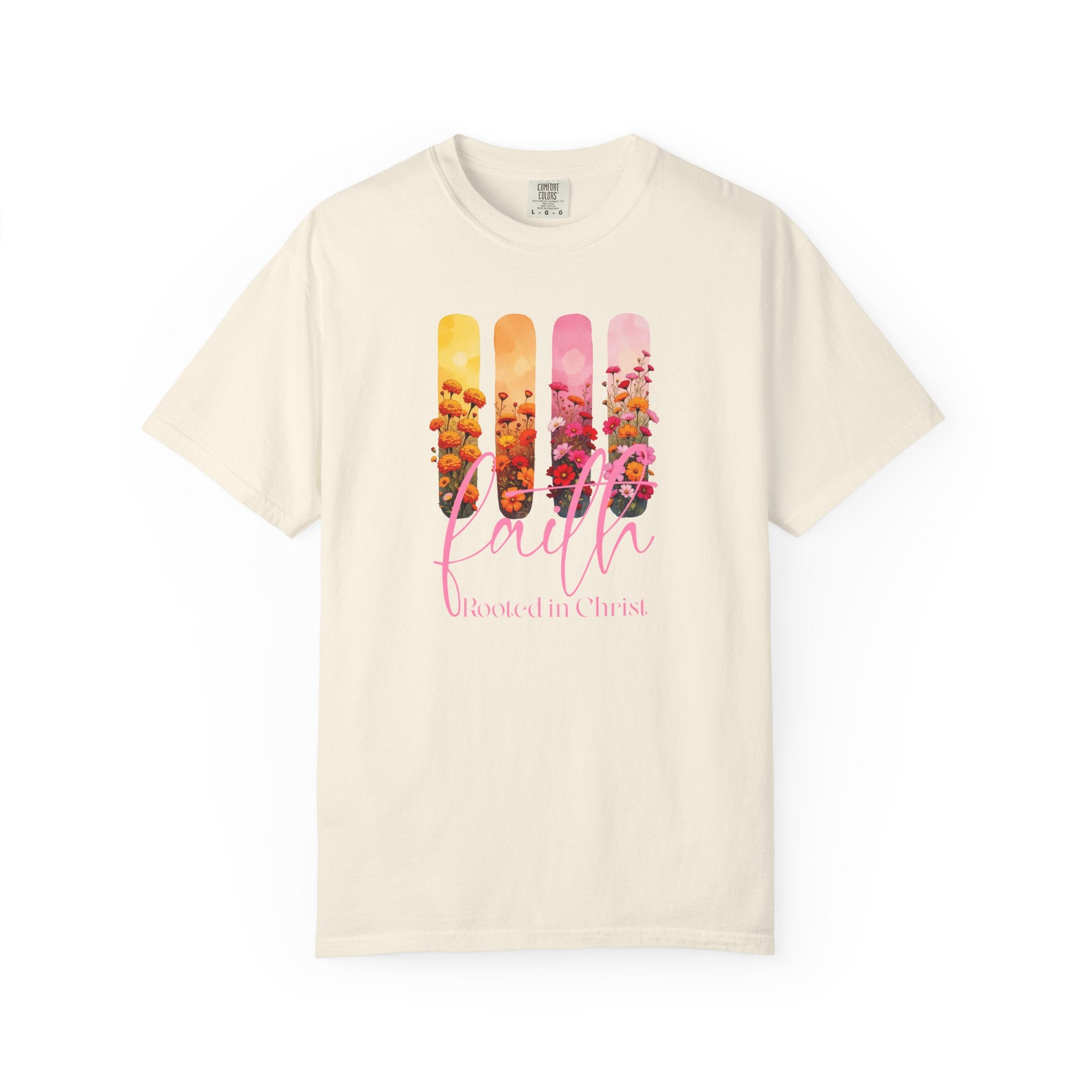 Faith Rooted in Christ T-Shirt | Comfort Colors Christian Floral Shirt