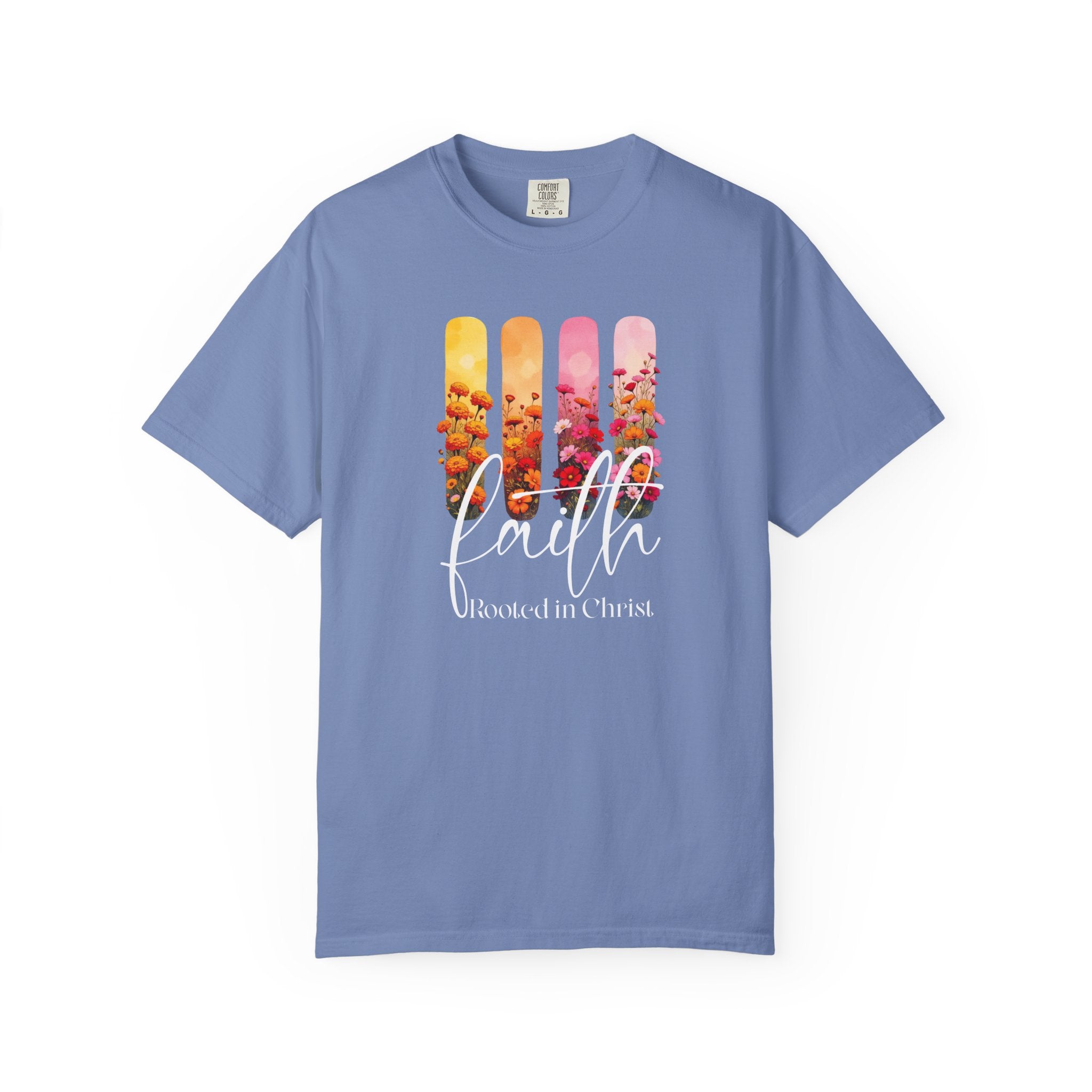 Faith Rooted in Christ T-Shirt | Comfort Colors Christian Floral Shirt