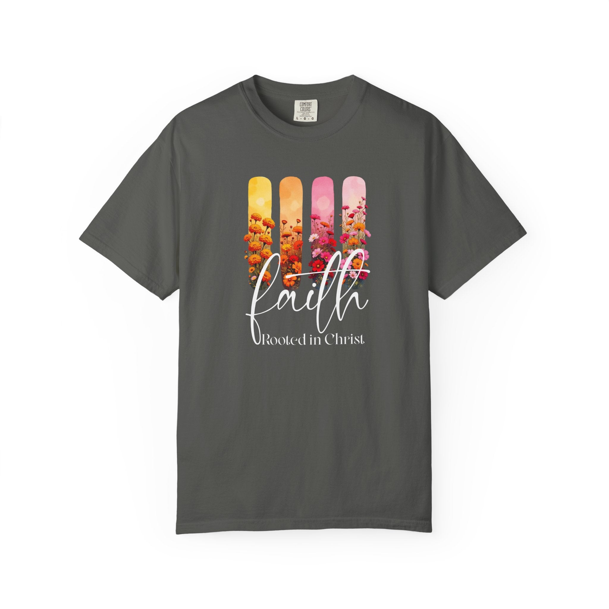 Faith Rooted in Christ T-Shirt | Comfort Colors Christian Floral Shirt
