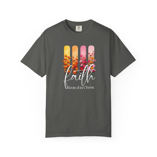 Faith Rooted in Christ T-Shirt | Comfort Colors Christian Floral Shirt