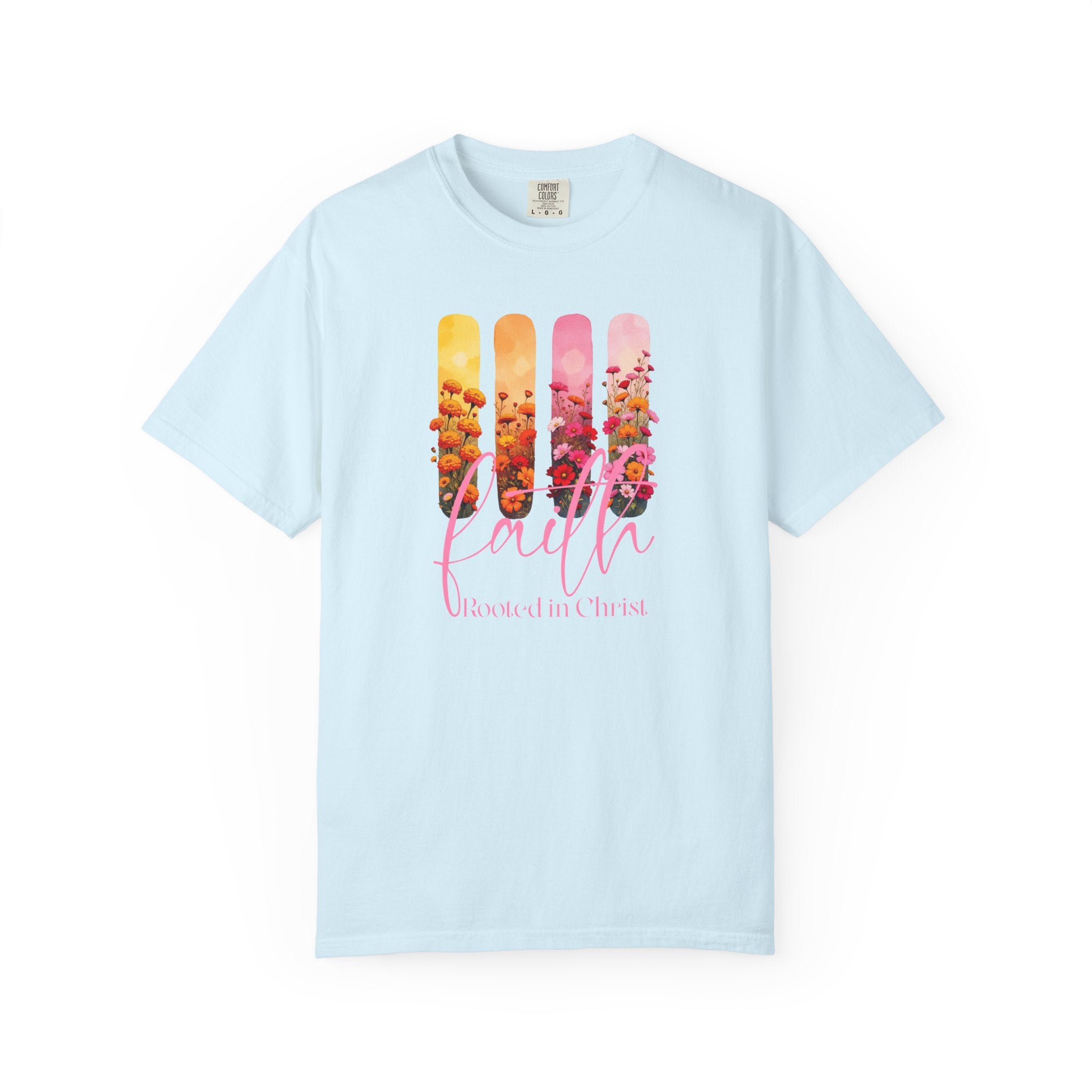 Faith Rooted in Christ T-Shirt | Comfort Colors Christian Floral Shirt