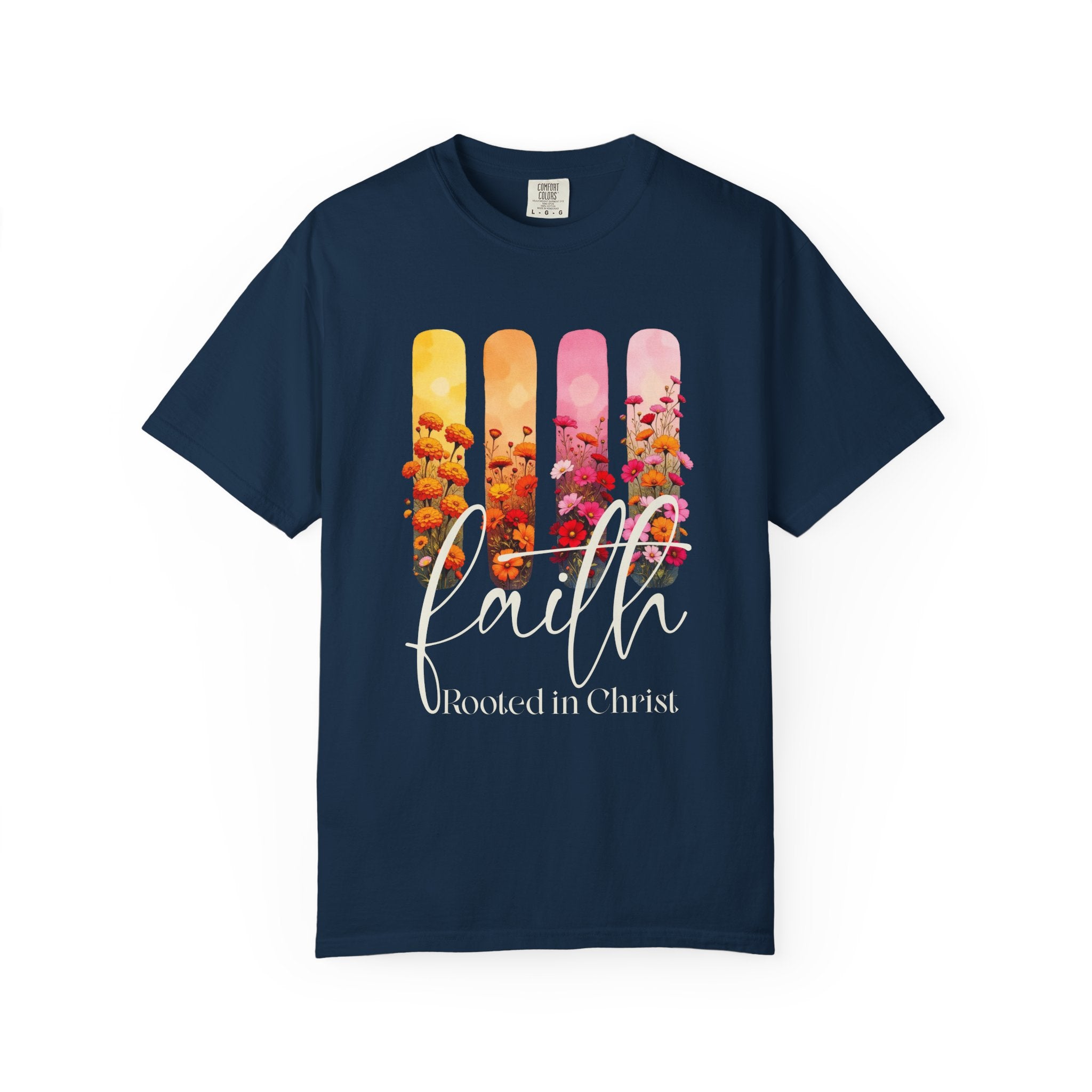 Faith Rooted in Christ T-Shirt | Comfort Colors Christian Floral Shirt