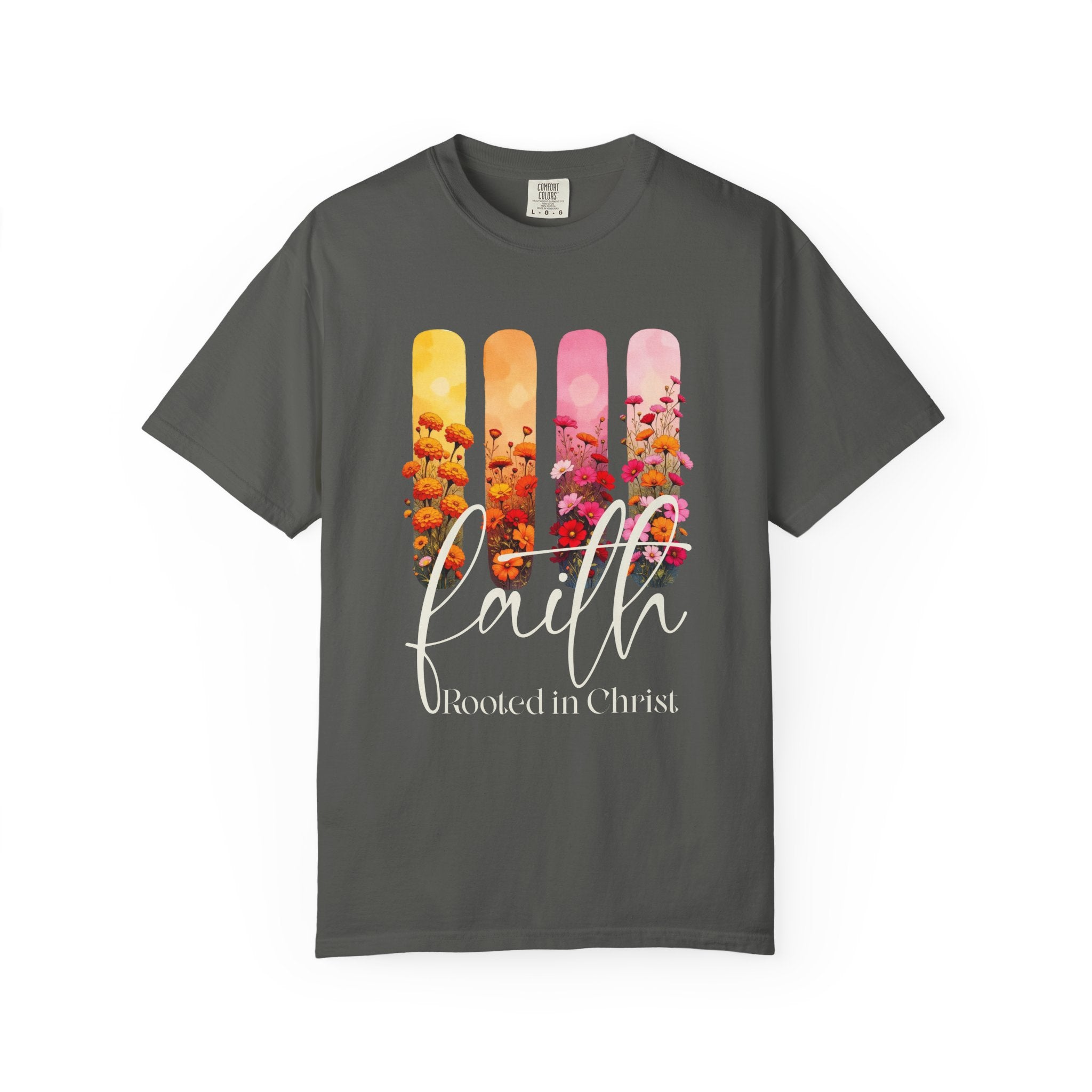 Faith Rooted in Christ T-Shirt | Comfort Colors Christian Floral Shirt