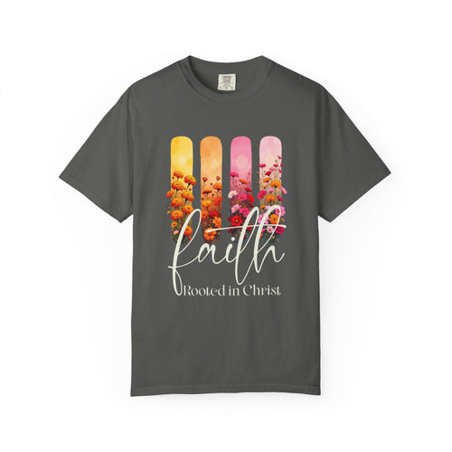 Faith Rooted in Christ T-Shirt | Comfort Colors Christian Floral Shirt