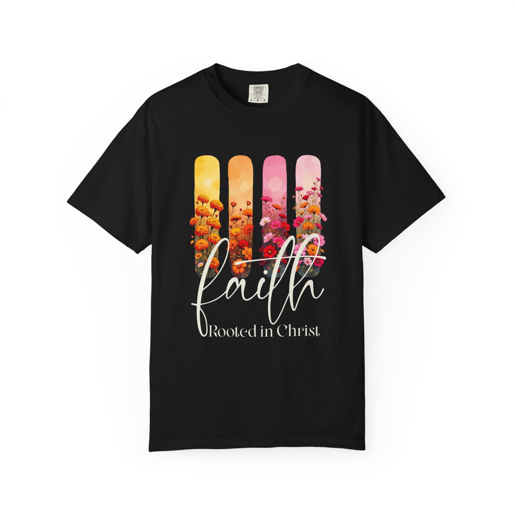Faith Rooted in Christ T-Shirt | Comfort Colors Christian Floral Shirt